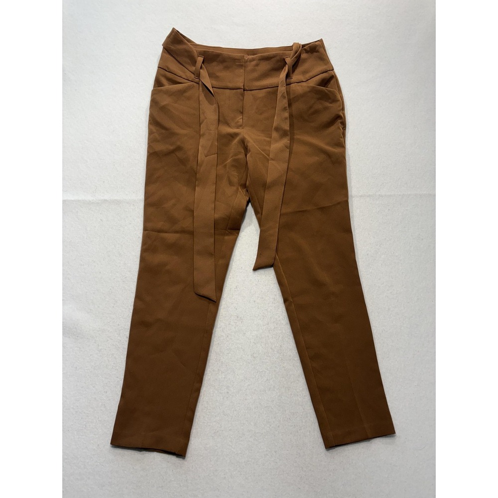 Flirtatious Brown Belted High Waist Tapered Dress Pants Juniors 9 16401245JRS